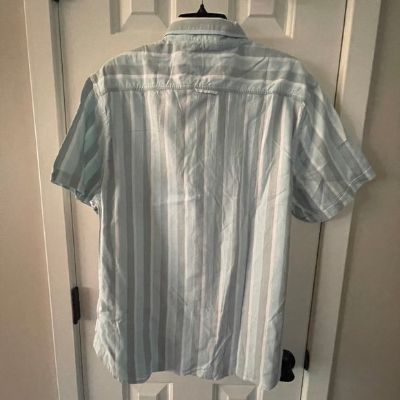 New Denim & Flower Ricky Singh Mint Gray and White Striped Button Down Shirt - Picture 15 of 15